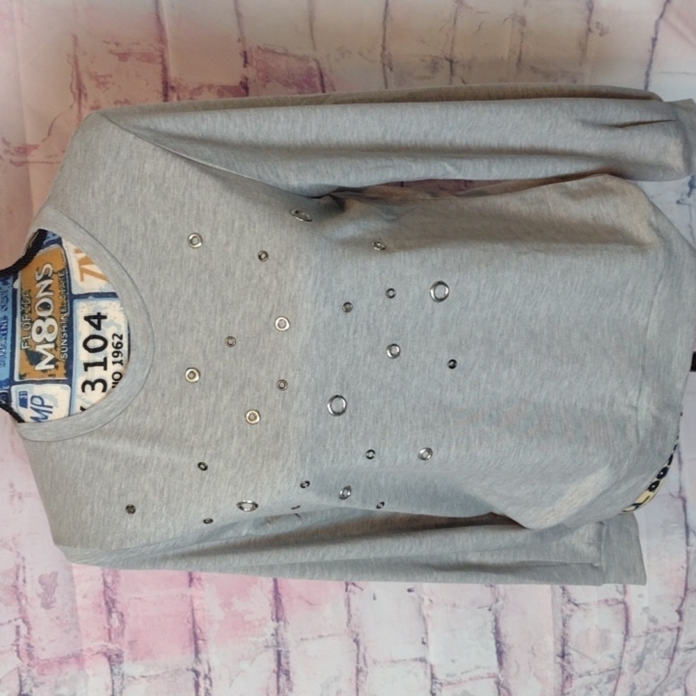 TRESICS luxe gray long sleeve top size large